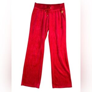 Southpole Y2K Velour Red Sweat Pants Women’s Size Medium Sporty Lounge Comfy
